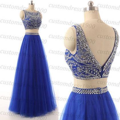 Custom Made Royal Blue Long Prom Dress,handmade..