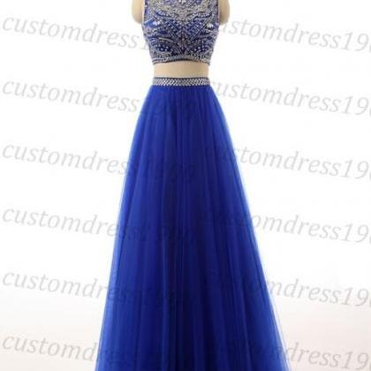 Custom Made Royal Blue Long Prom Dress,handmade..